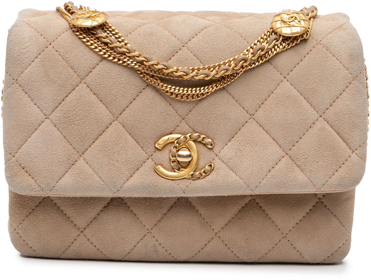 Chanel Mini Quilted Velvet Precious Buttons Chain Flap Bruin