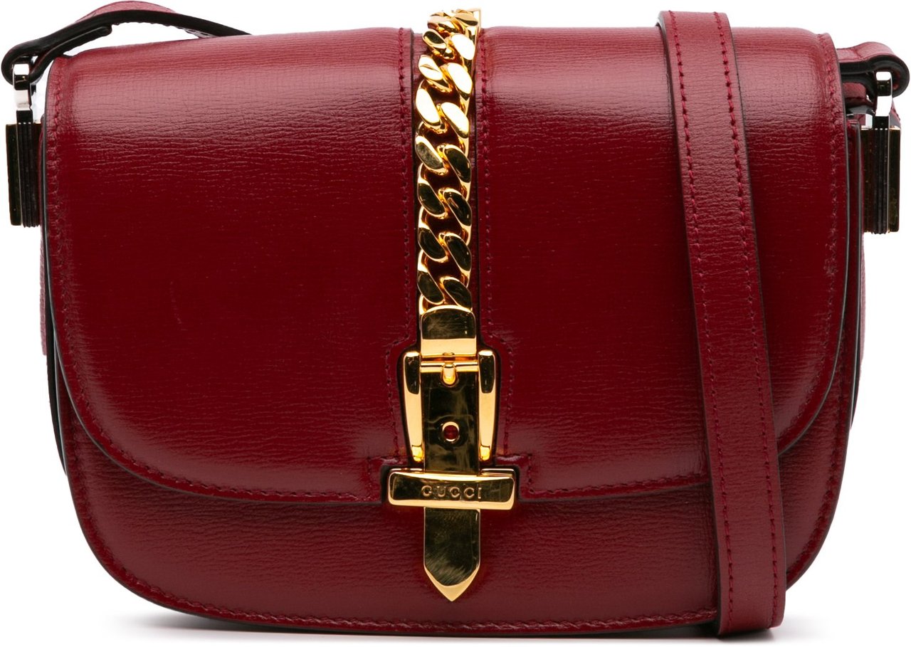 Gucci Mini Leather Sylvie 1969 Crossbody Rood