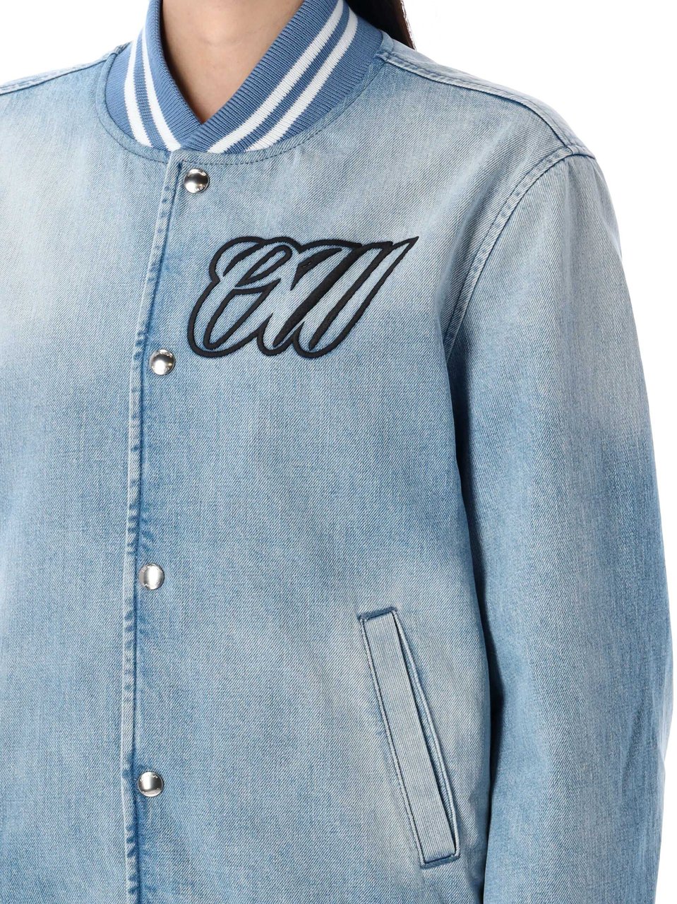 OFF-WHITE Denim Bomber Blu Blauw