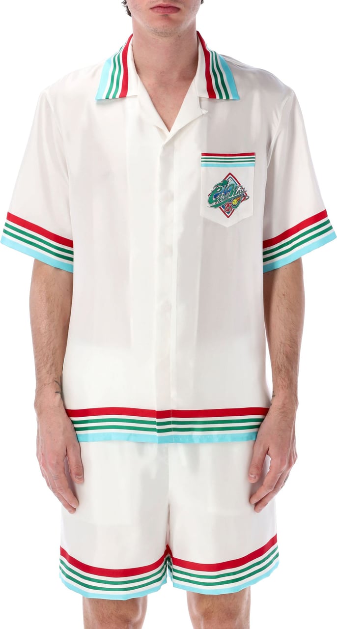 Casablanca Short Sleeve Cuban Collar Shirt Bianco Wit