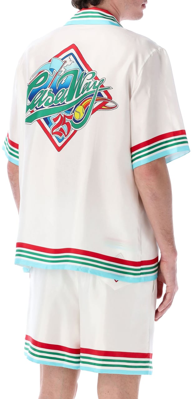 Casablanca Short Sleeve Cuban Collar Shirt Bianco Wit