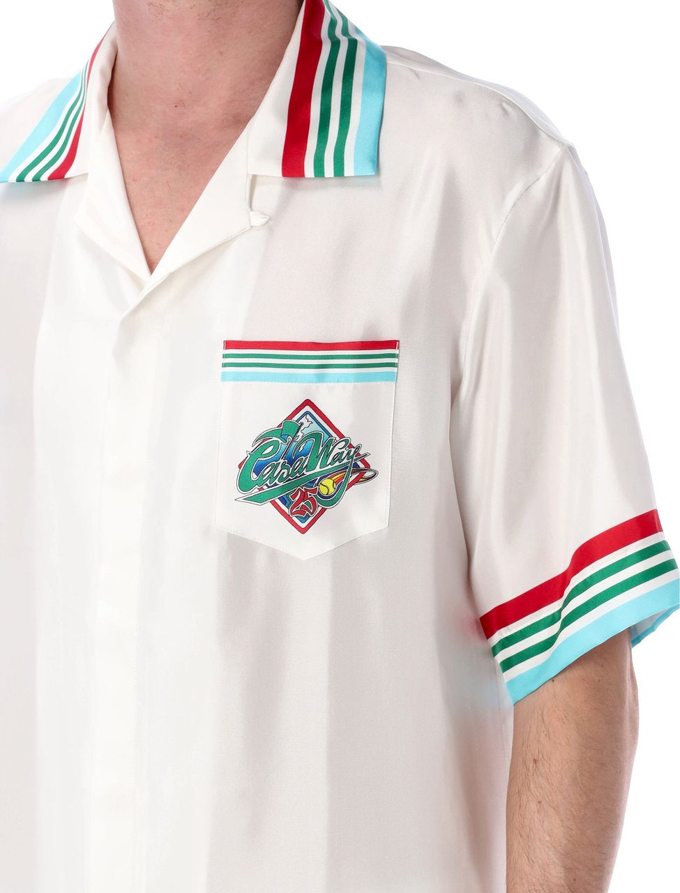Casablanca Short Sleeve Cuban Collar Shirt Bianco Wit