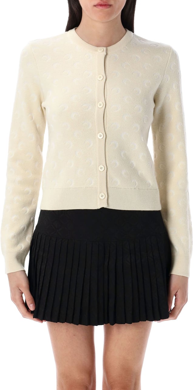 Marine Serre Moon Jacquard Cardigan Beige Beige