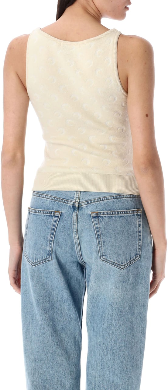 Marine Serre Moon Jacquard Knit Top Beige Beige
