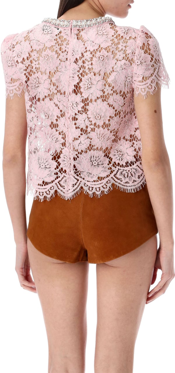 Self-Portrait Pink Lace Top Rosa Roze