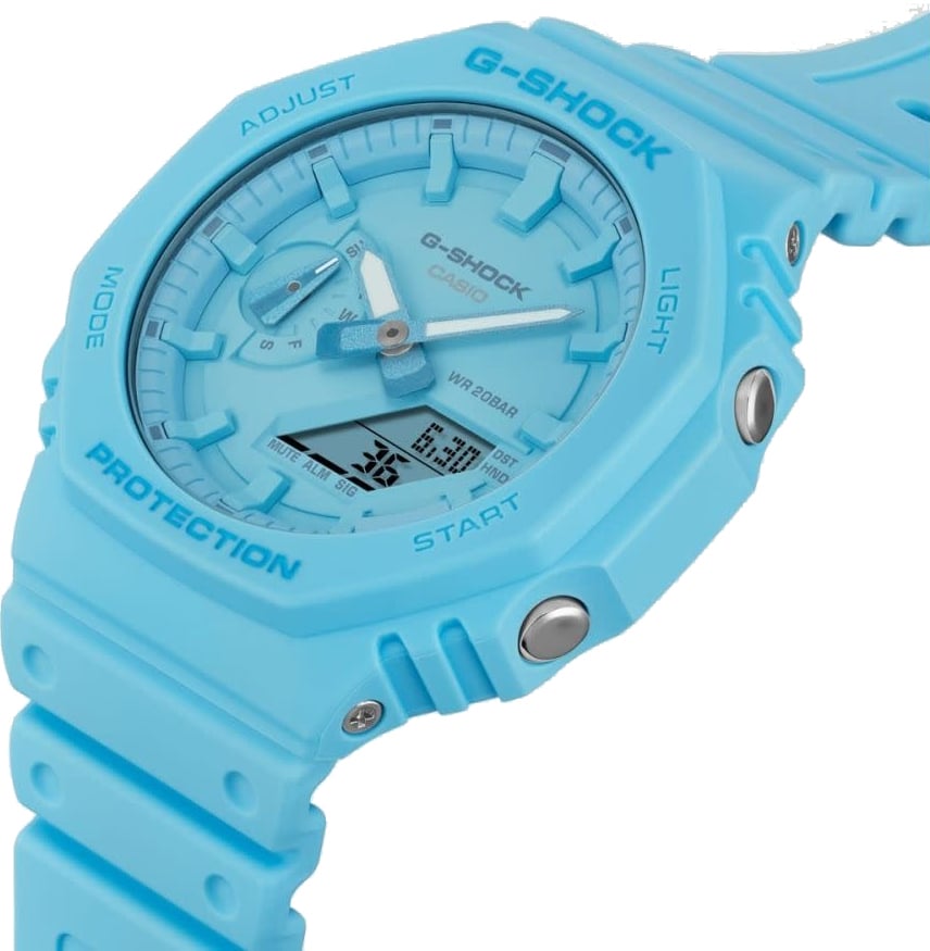 G-Shock G Shock Horloge GA-2100-2A2ER Analoog Digitaal Baby Blauw Divers
