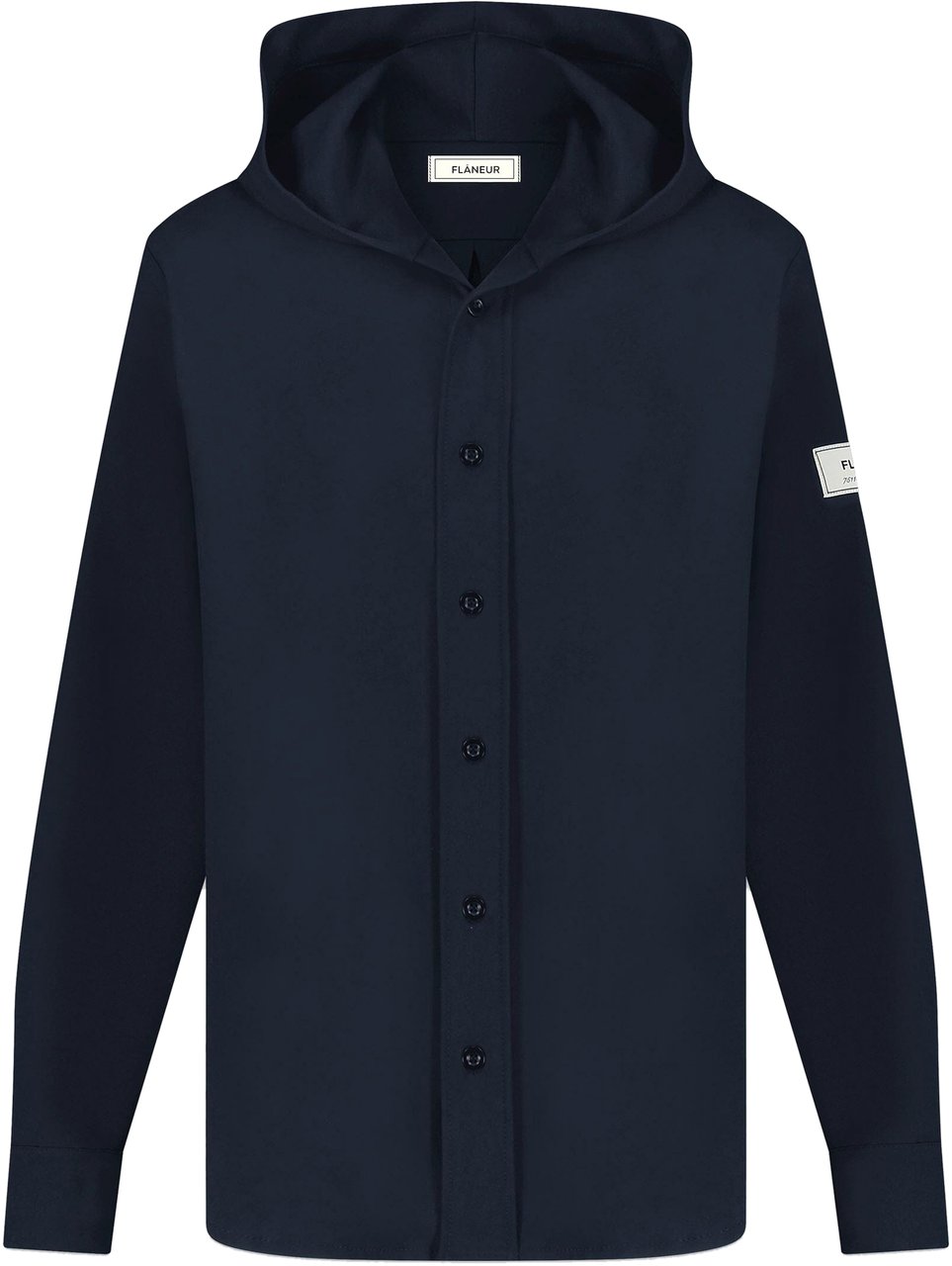 FLÂNEUR Atelier Hooded Shirt | Navy Blauw