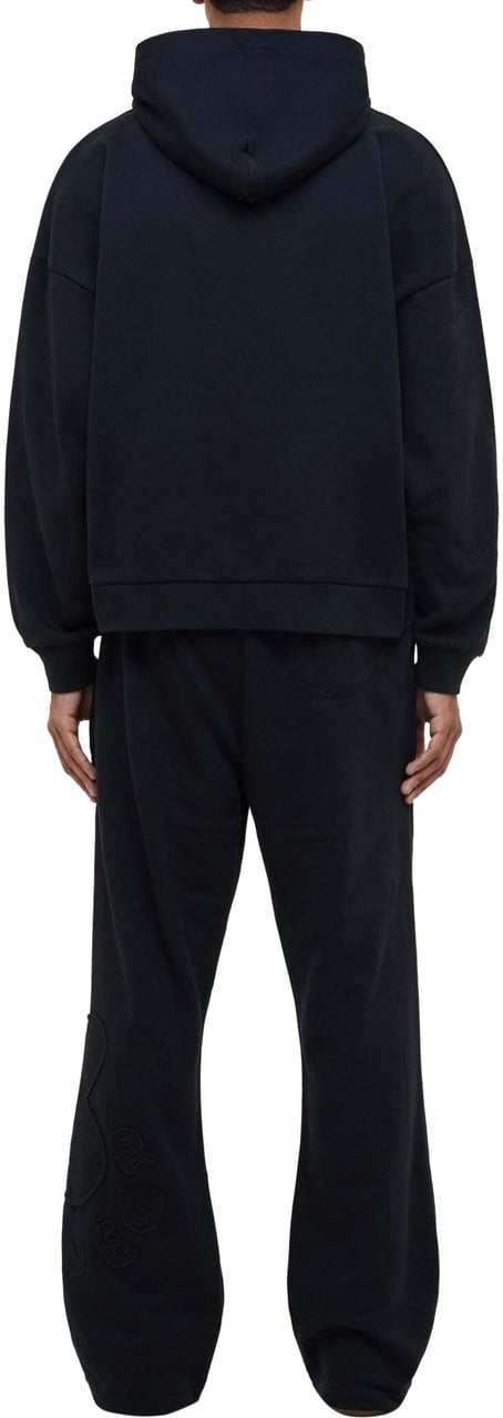 FLÂNEUR Blossom Patches Zip-Up Hoodie | Black Zwart
