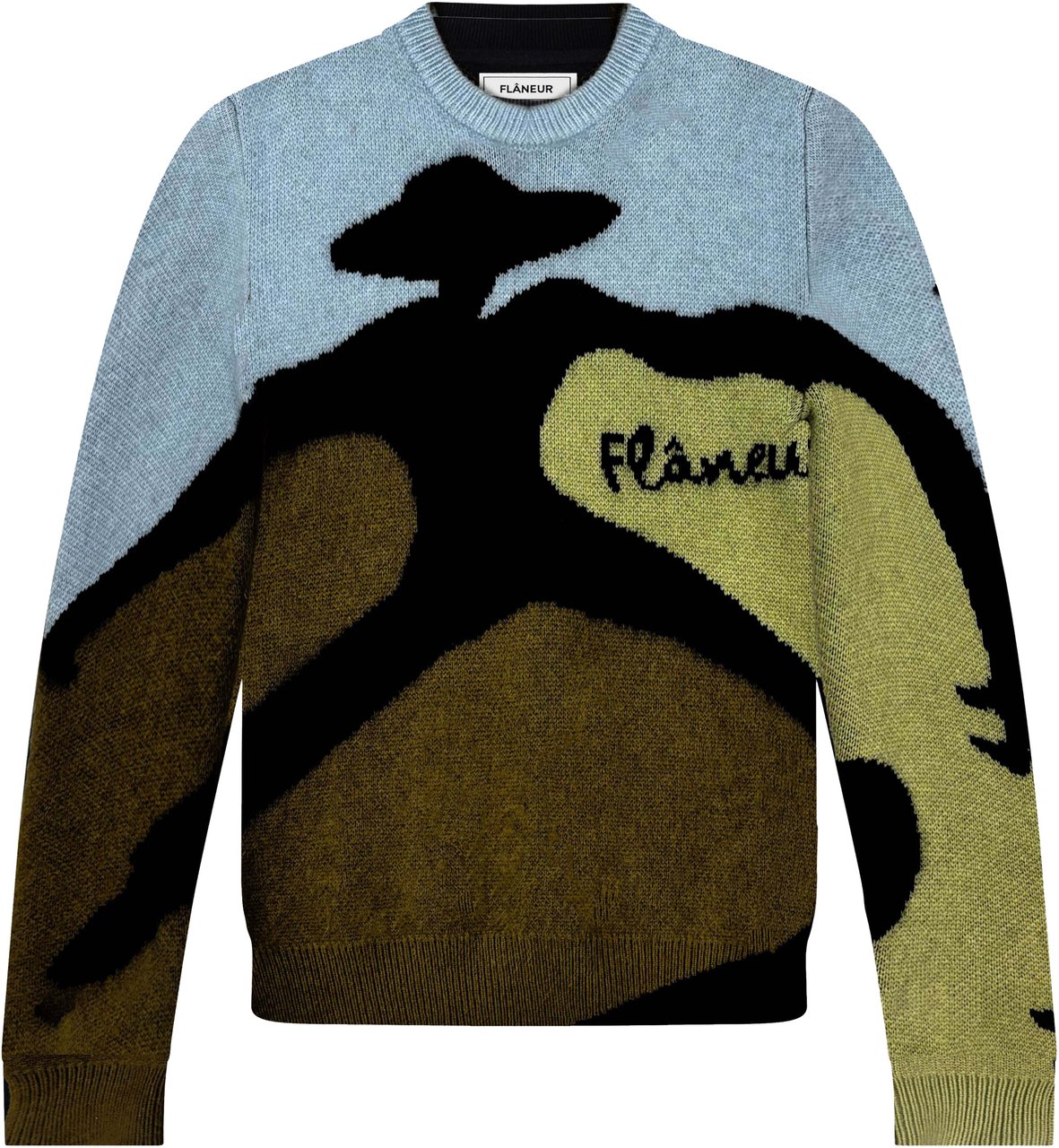 FLÂNEUR Knitted Swirl Sweater | Khaki Groen