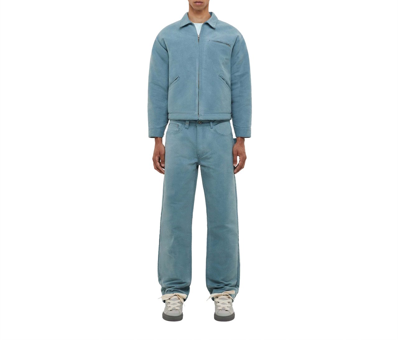 FLÂNEUR Waxed Denim Jeans | Azure Green Groen