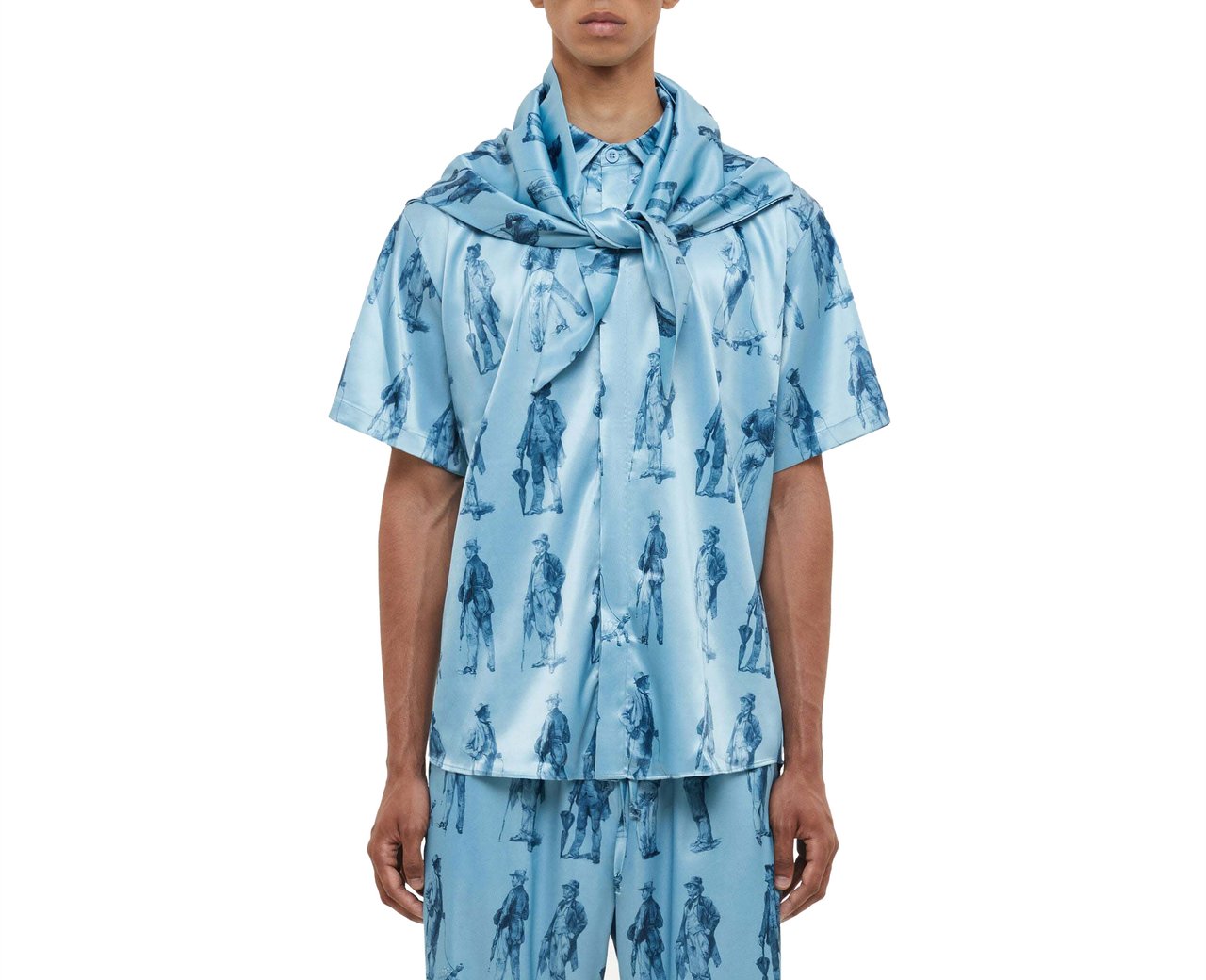 FLÂNEUR Boulevardiers Hooded Shirt | Sky Blue Blauw