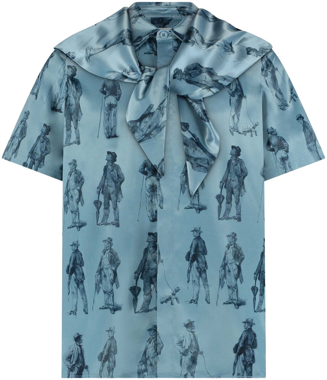 FLÂNEUR Boulevardiers Hooded Shirt | Sky Blue Blauw