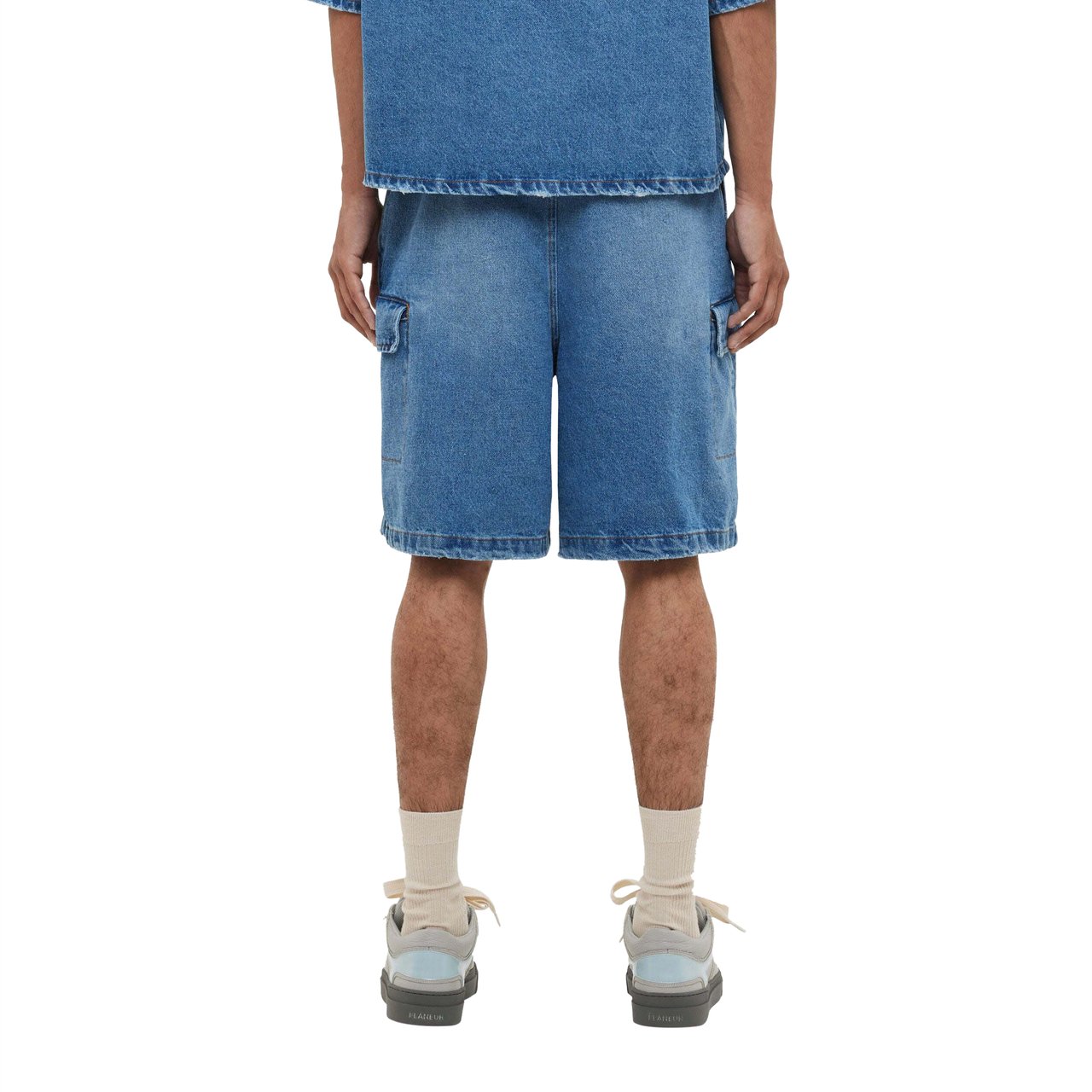 FLÂNEUR Denim Cargo Shorts | Blue Blauw