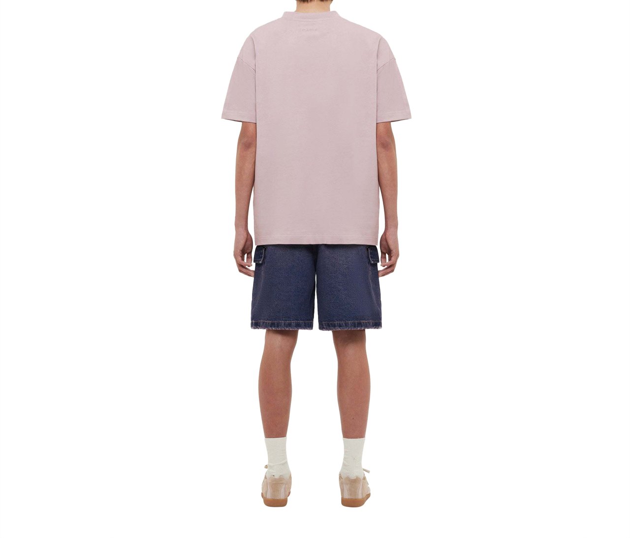 FLÂNEUR Embossed Logo T-Shirt | Soft Mauve Roze