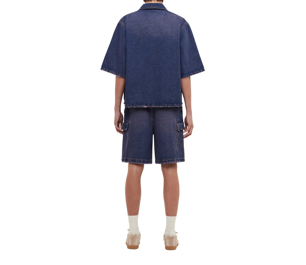 FLÂNEUR Denim Cargo Shorts | Violet Wash Paars