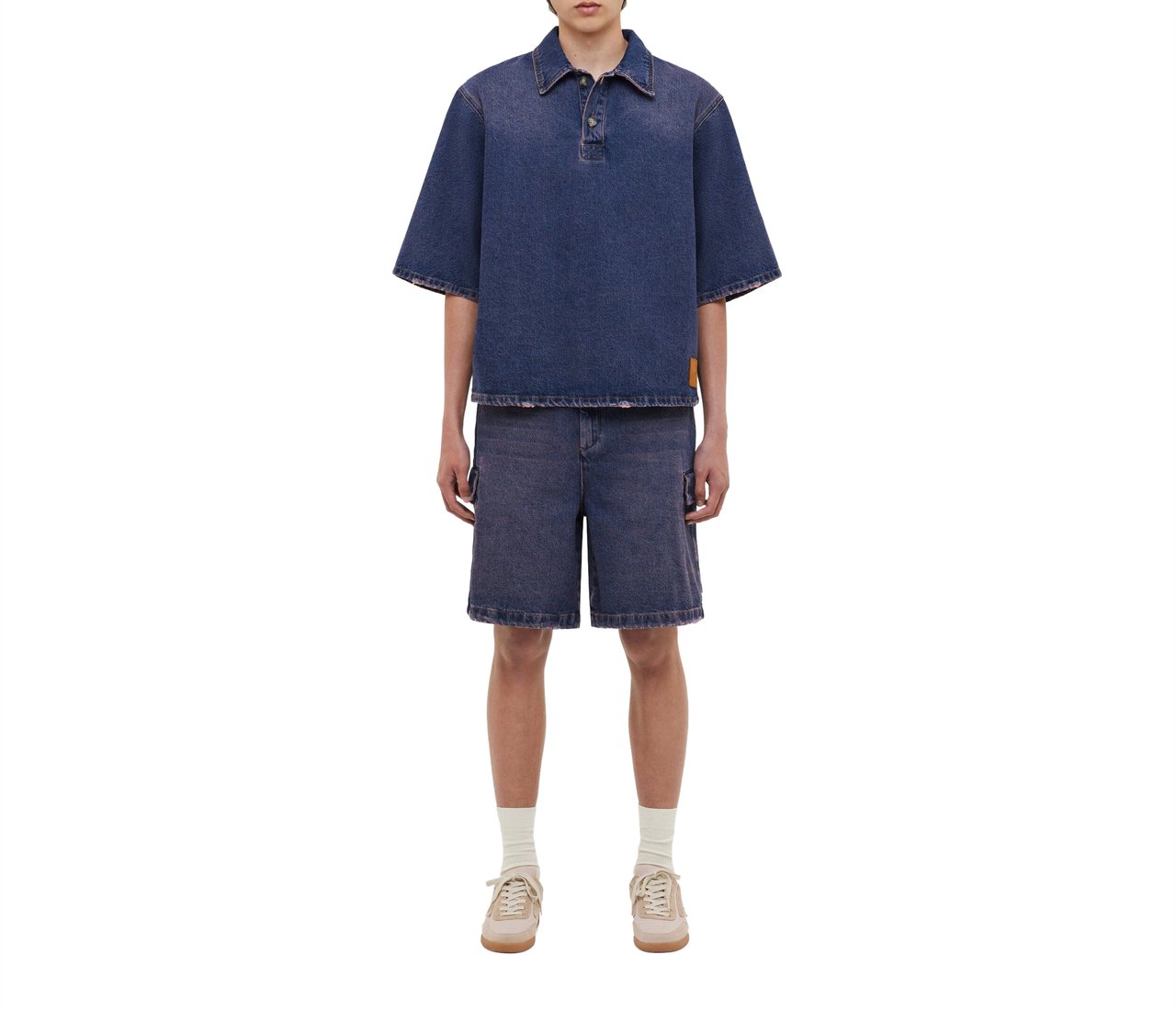 FLÂNEUR Denim Cargo Shorts | Violet Wash Paars