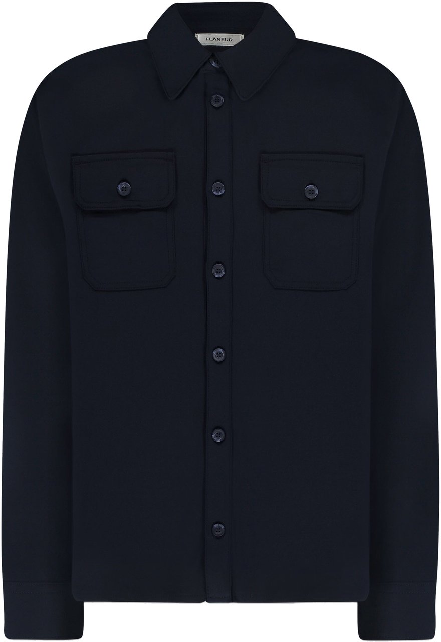 FLÂNEUR Atelier Shirt with Rubber Patch | Navy Blauw