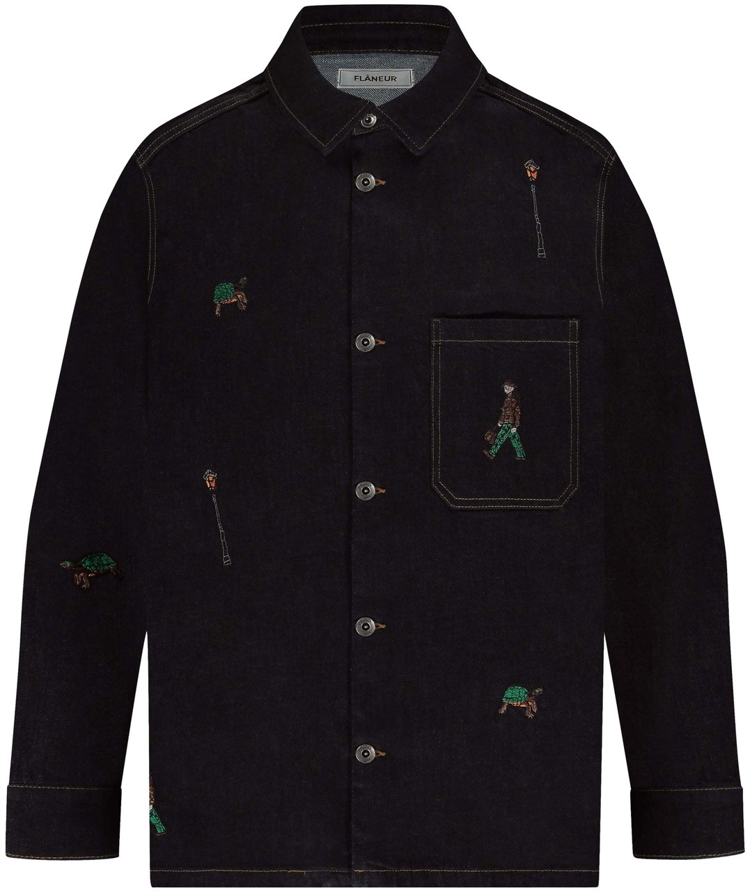 FLÂNEUR Relics Shirt | Raw Denim Blauw