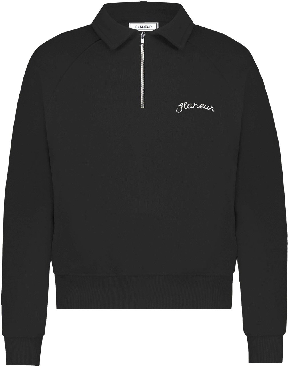 FLÂNEUR Signature Raglan Half Zip | Black Zwart