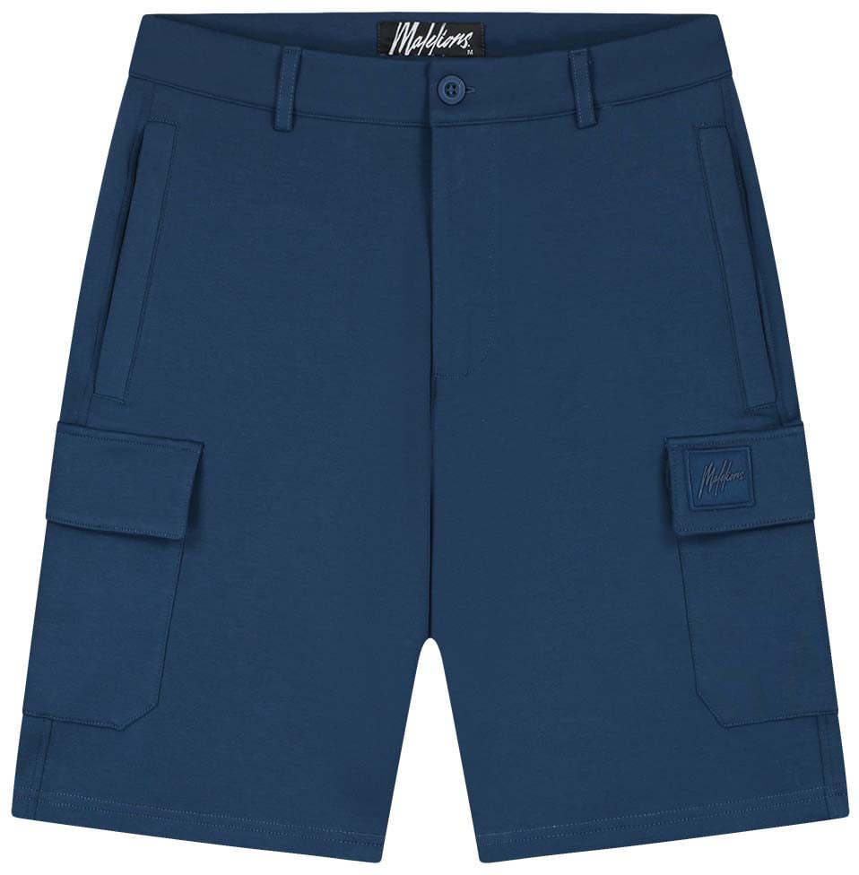 Malelions Malelions Men Signature Patch Cargo Shorts Blauw