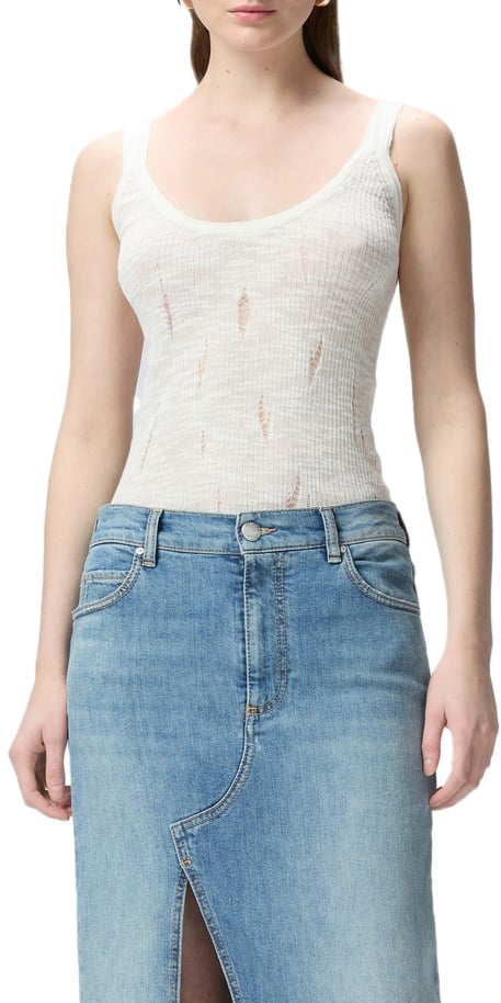Pinko Tank top with destroyed details Wit