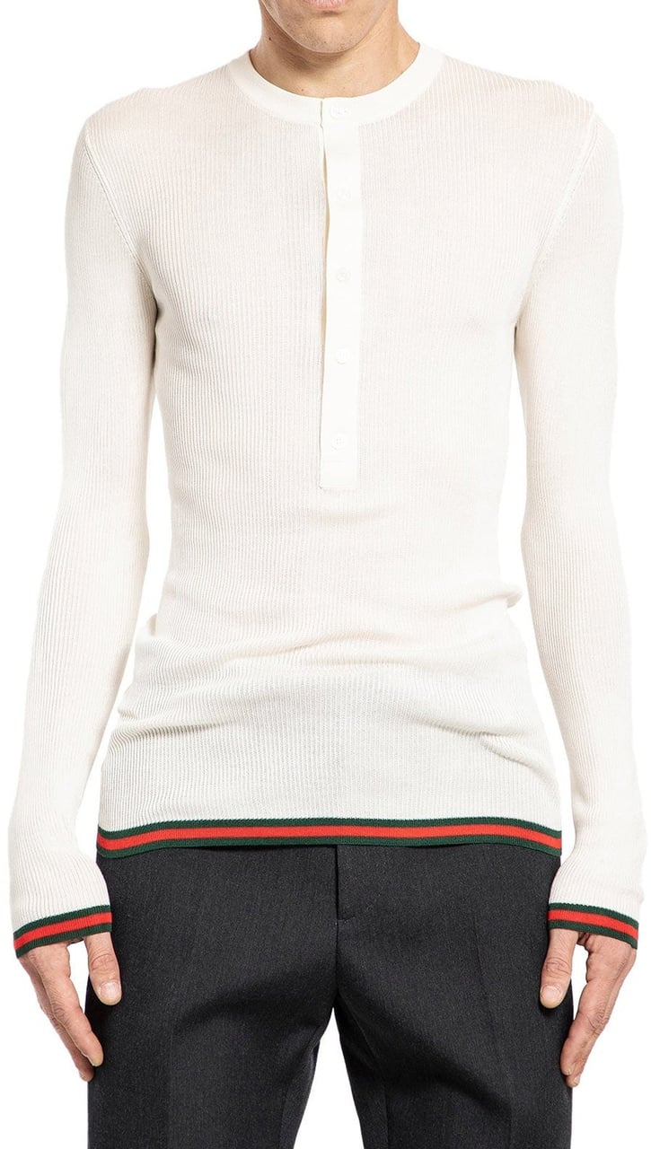 Gucci Gucci Ribbed-Knit Silk T-Shirt Wit