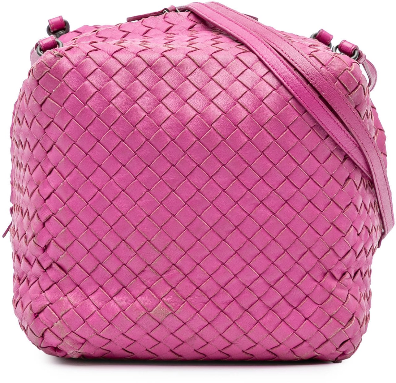 Bottega Veneta Nappa Intrecciato Cube Crossbody Roze
