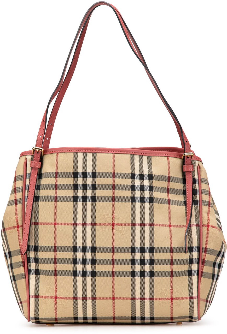 Burberry Small Haymarket Check Coated Canvas Canterbury Tote Bruin