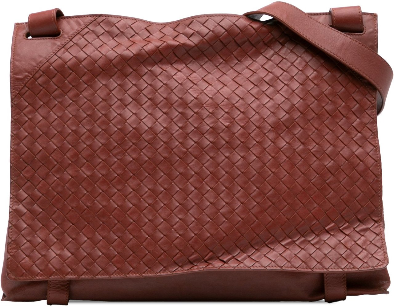Bottega Veneta Nappa Intrecciato Flap Crossbody Rood