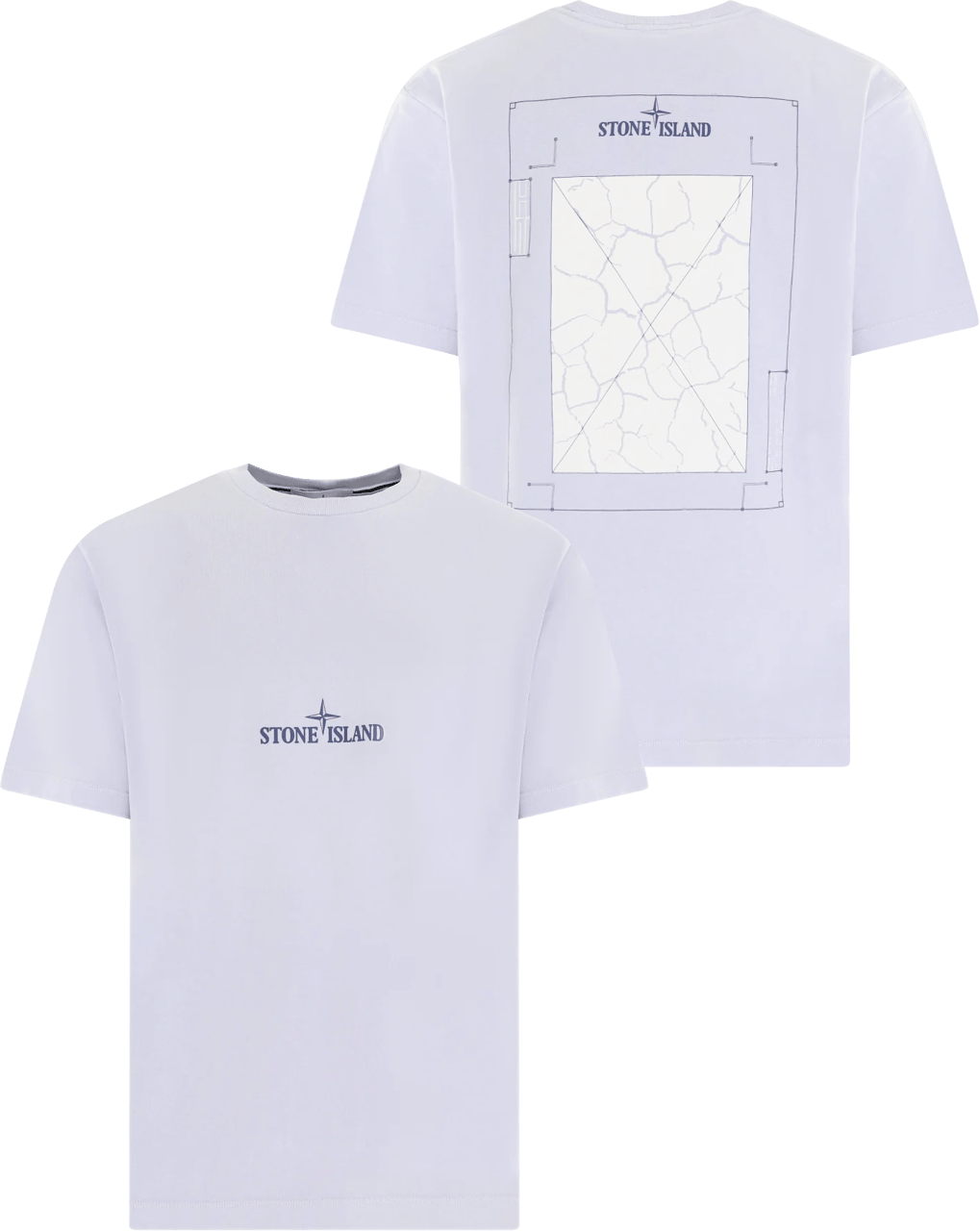 Stone Island Heren ConstructionLine T-Shirt Paars Geel
