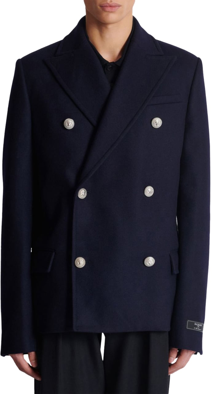Balmain Coats Blue Blauw
