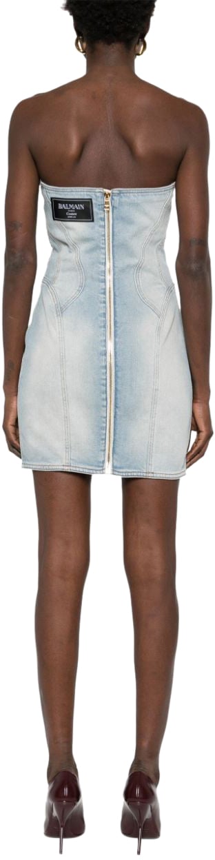 Balmain Dresses Light Blue Denim Blauw