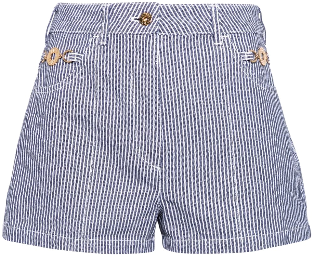 Patou Shorts Navy Striped Blauw