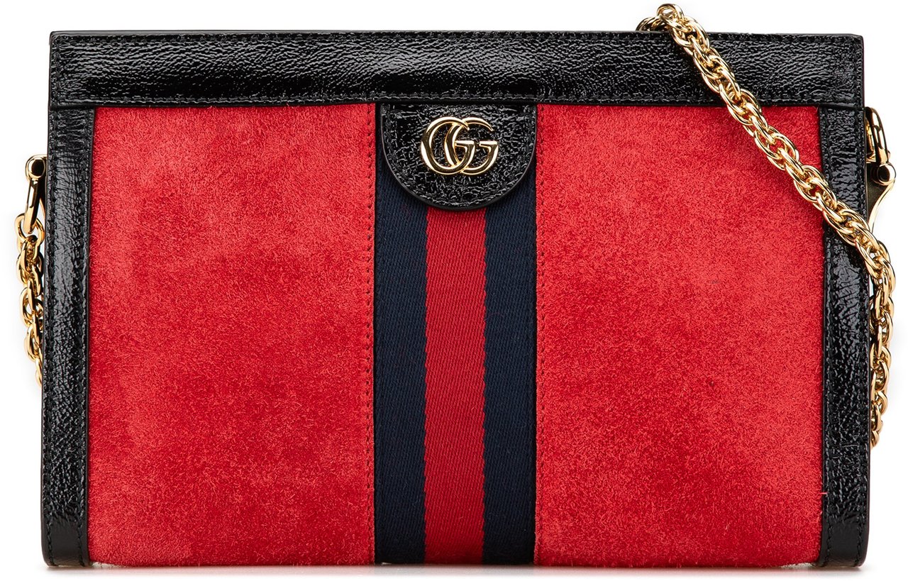 Gucci Small Suede Ophidia Chain Crossbody Rood