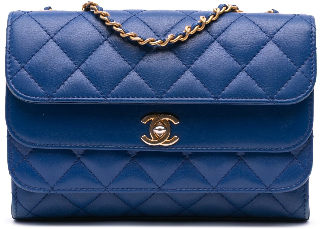 Chanel CC Quilted Calfskin Triple Flap Blauw