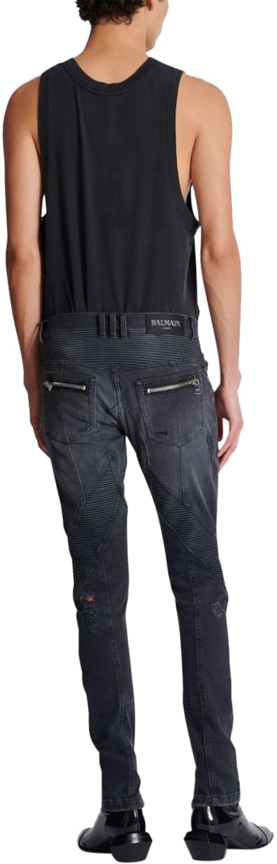 Balmain Trousers Washed Black Zwart