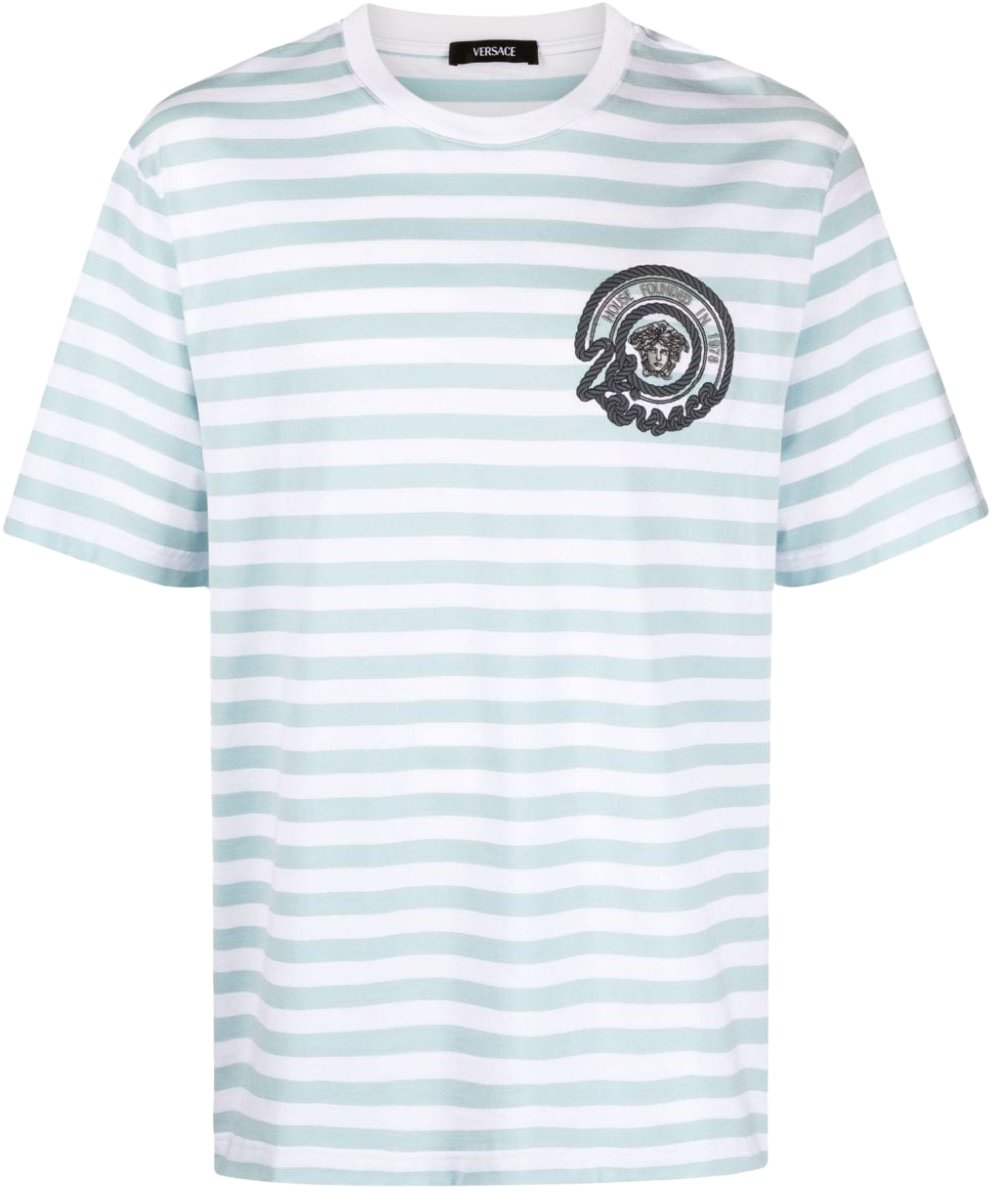 Versace T-Shirts And Polos Whitepale Blue Blauw