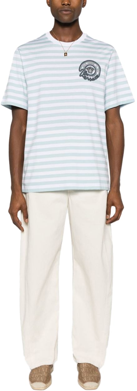 Versace T-Shirts And Polos Whitepale Blue Blauw