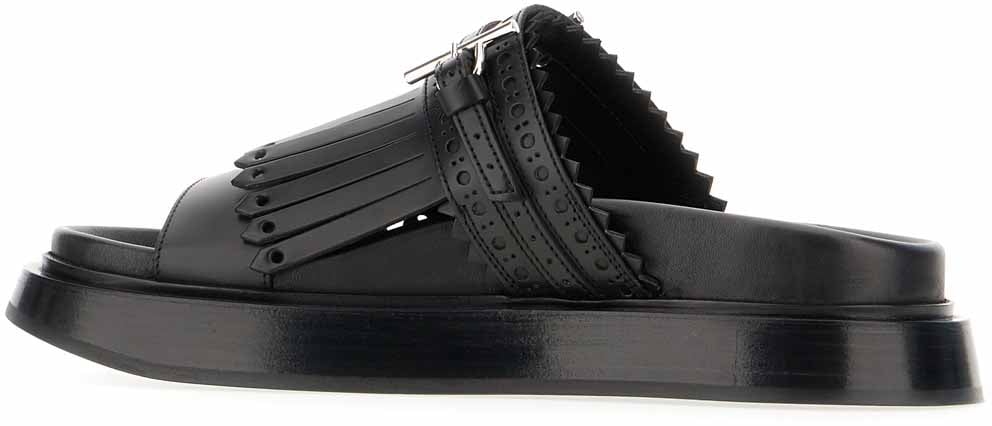 Alexander McQueen Alexander McQueen Black leather slippers Zwart
