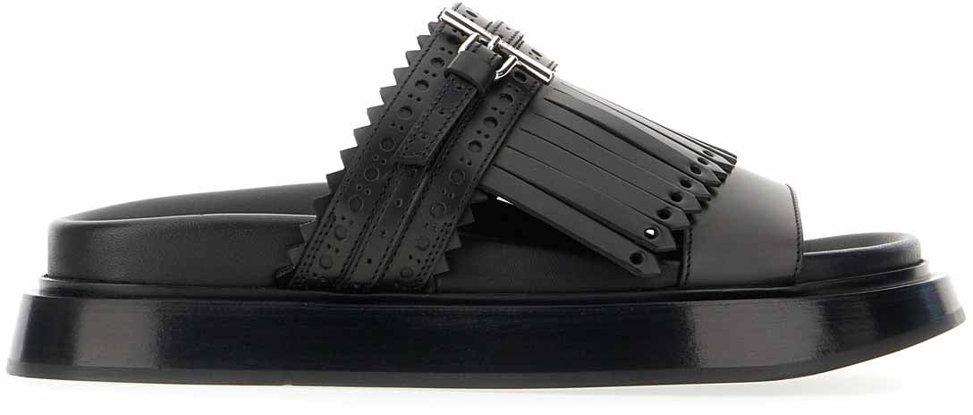 Alexander McQueen Alexander McQueen Black leather slippers Zwart