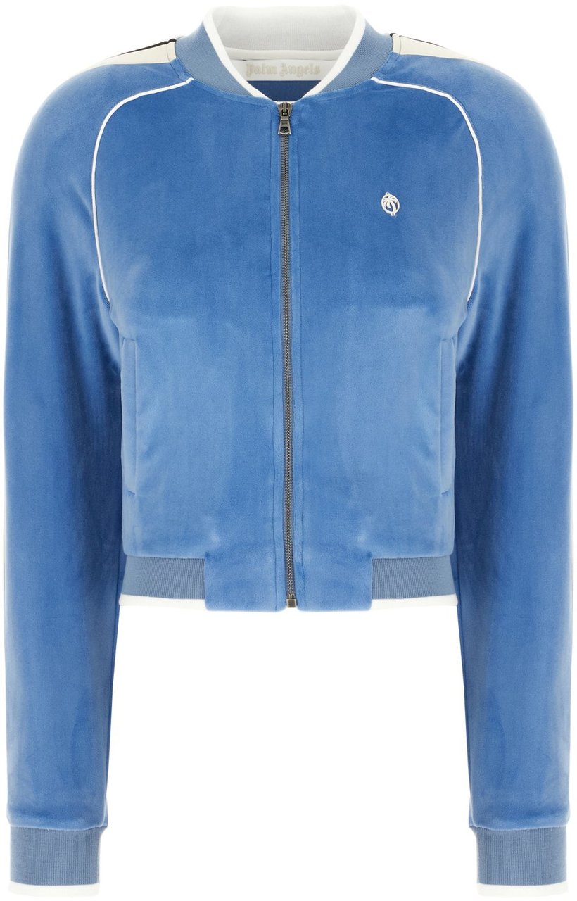 Palm Angels Palm Angels Light blue velvet sweatshirt Lichtblauw
