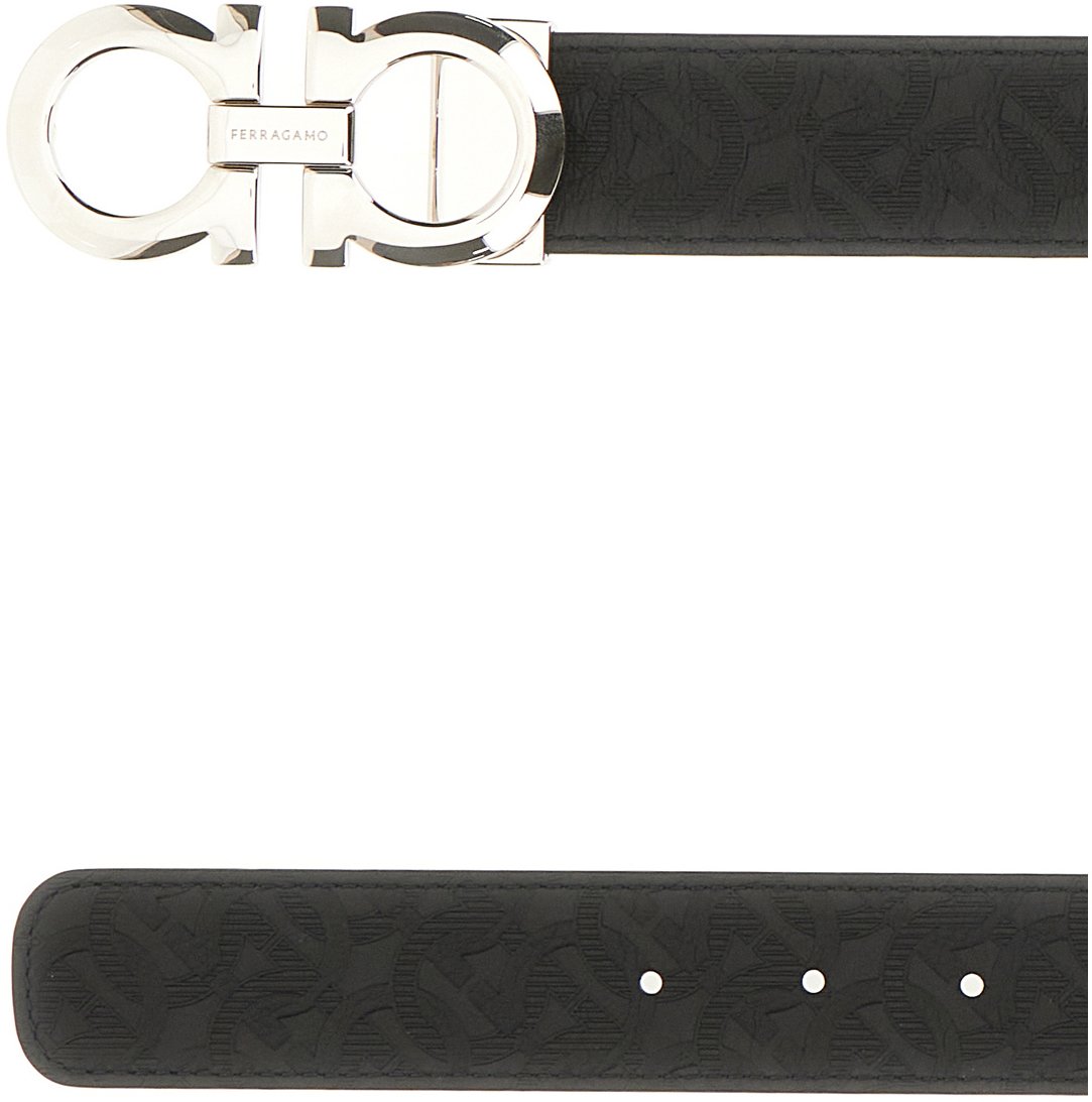 Ferragamo Ferragamo Black leather reversible belt Zwart