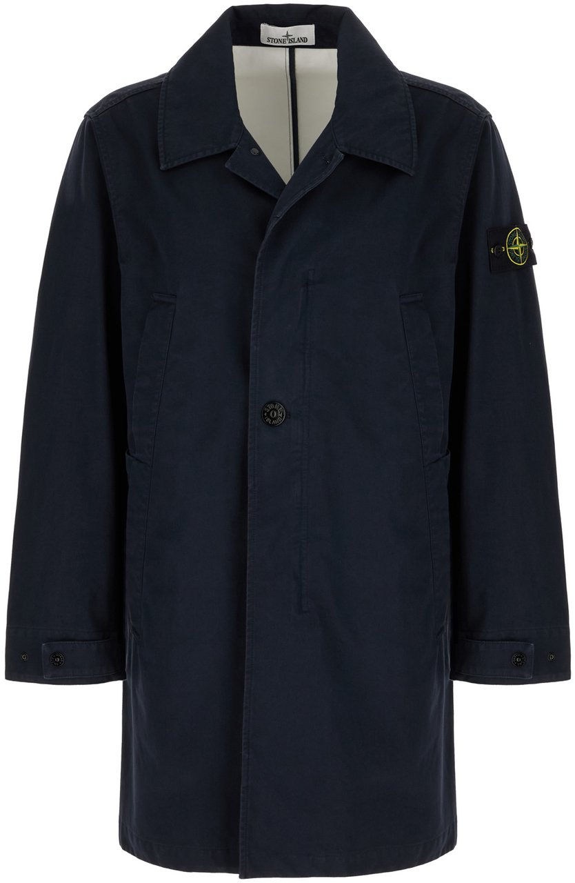Stone Island Stone Island Navy blue cotton jacket Blauw