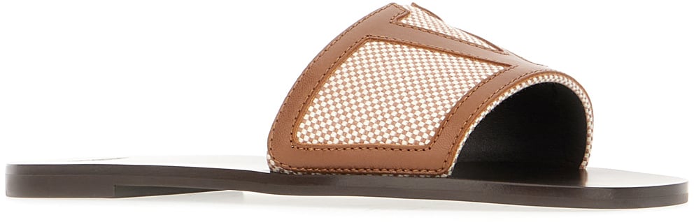 Valentino Valentino Black leather and fabric Viva Superstar slippers Zwart