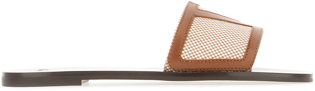 Valentino Valentino Black leather and fabric Viva Superstar slippers Zwart