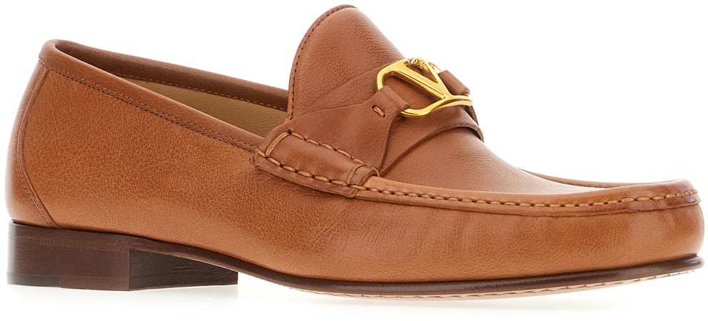 Valentino Valentino Caramel leather loafers Bruin