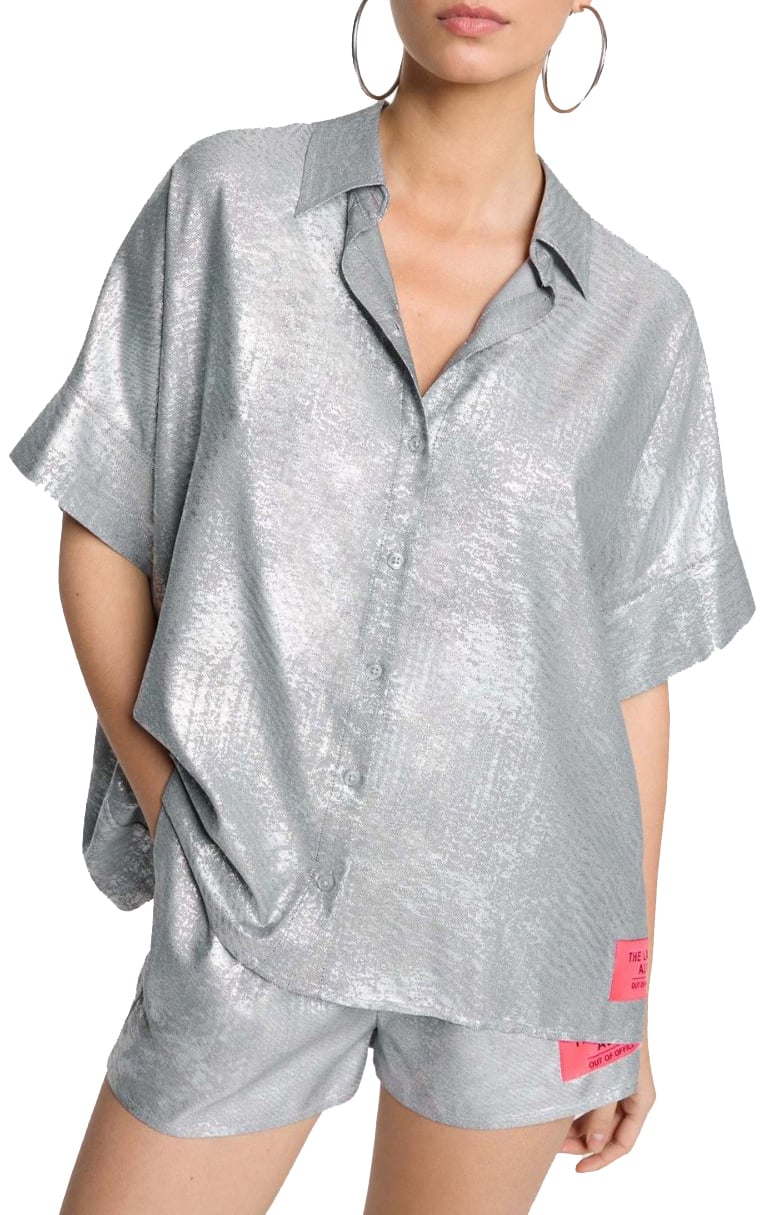 ALIX Foil Twill Blouse Zilver