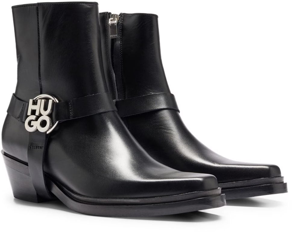 Boss Kody Stacked-logo Ankle Boots Zwart