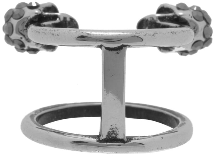Alexander McQueen Double Skull Thin Ring Zilver