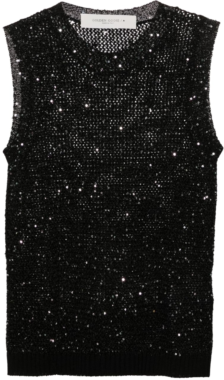 Golden Goose Knit vest with sequins 'Melyssa' Zwart